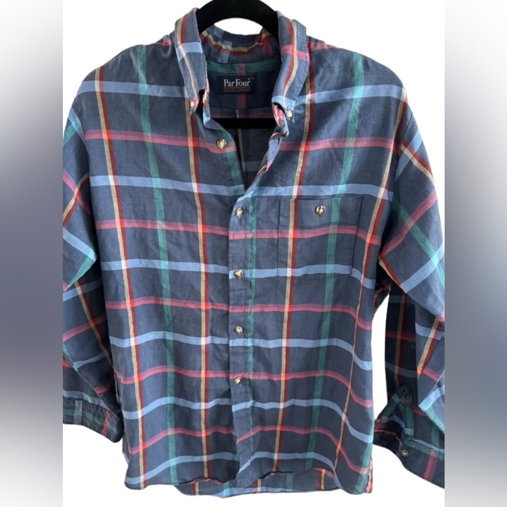 Par Four Sportswear XL Tall Men's Button Up Short Sleeve Golf Shirt cotton blend